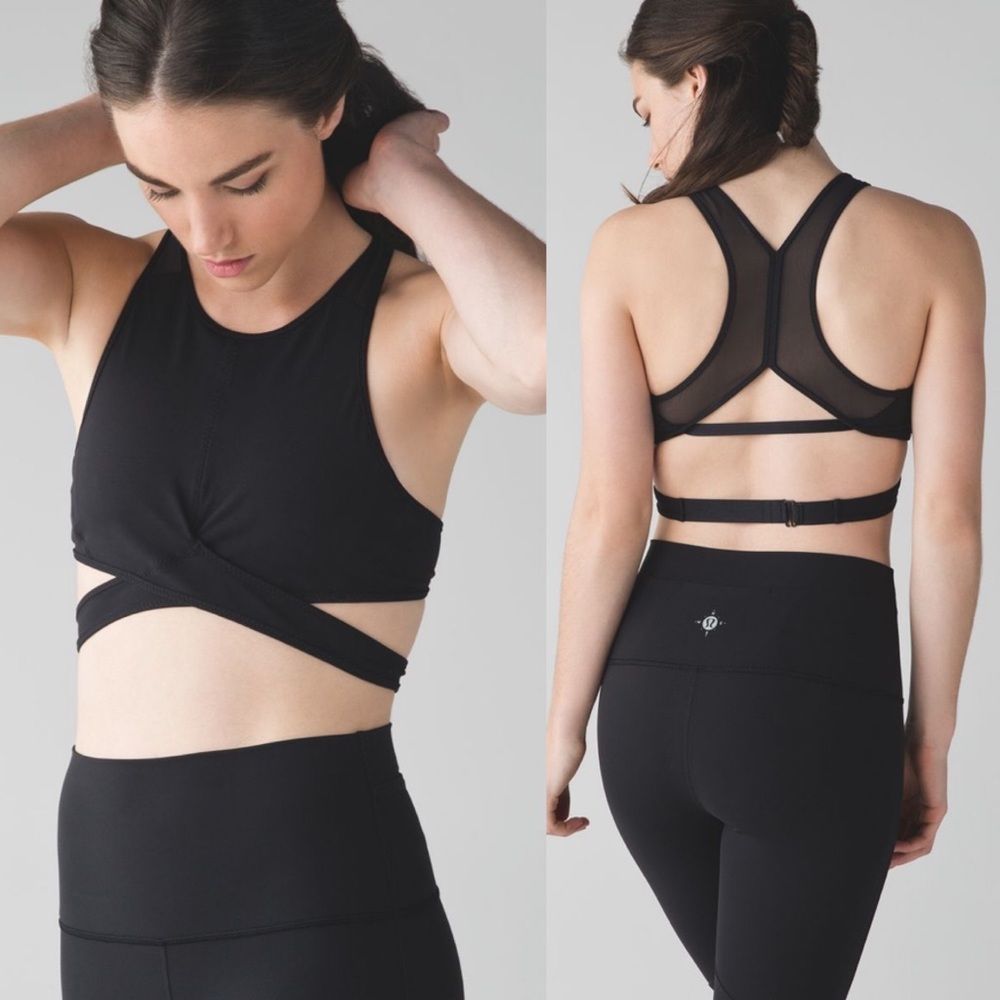 Lululemon Womens Yoga Haven Bra Black Sz 6 Wanderlust Collection Longline